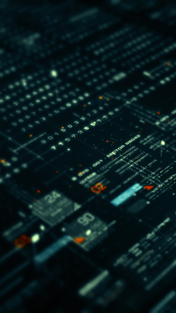 avanzado metaverso, telemetría de datos digitales de alta tecnología con números encriptados, visualización de fondo dinámico para formato de visualización de pantalla vertical de escritorio de computadora