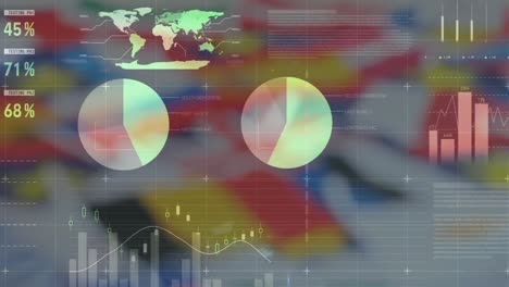 Finanzdatenverarbeitung-Vor-Dem-Hintergrund-Verschiedener-Nationalflaggen