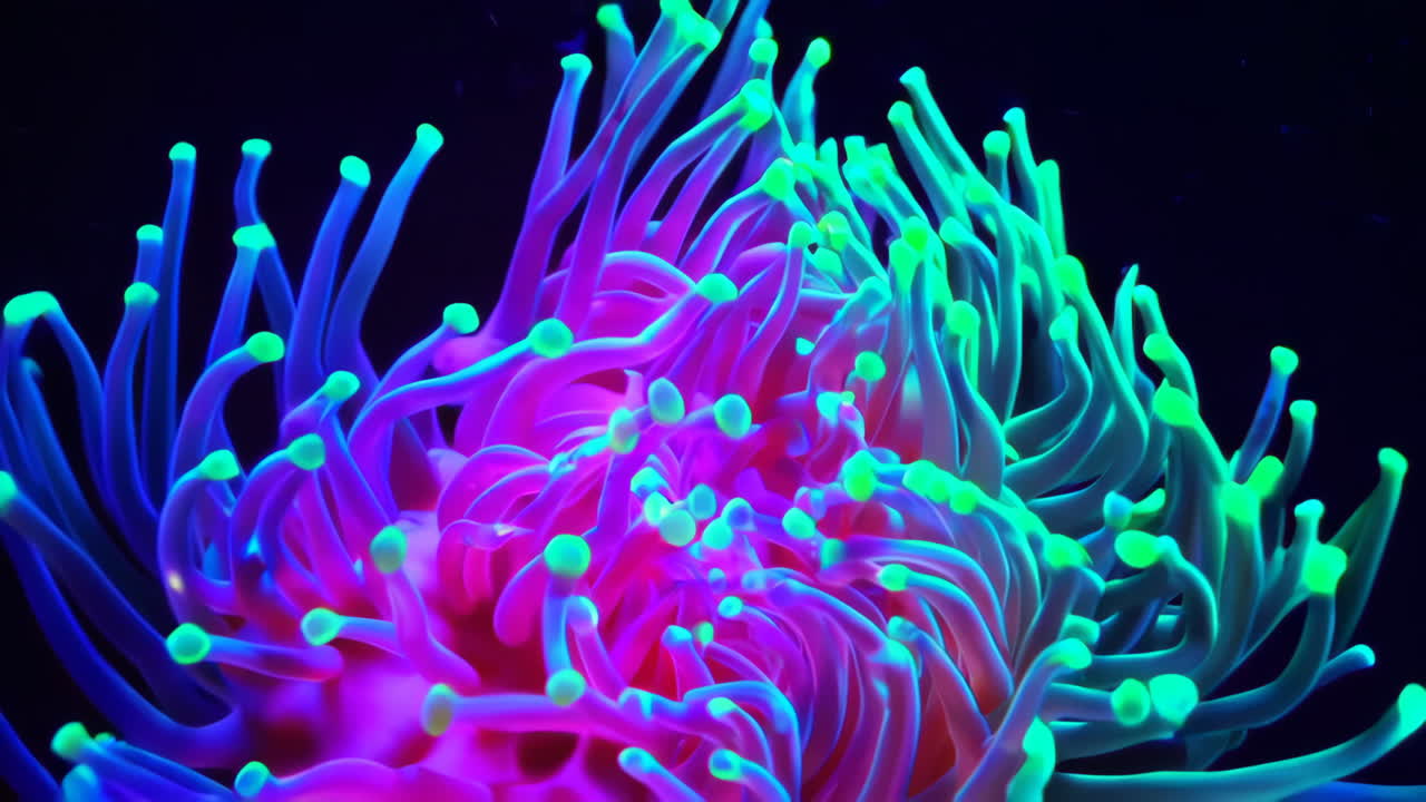 Vibrant Fluorescent Sea Anemone