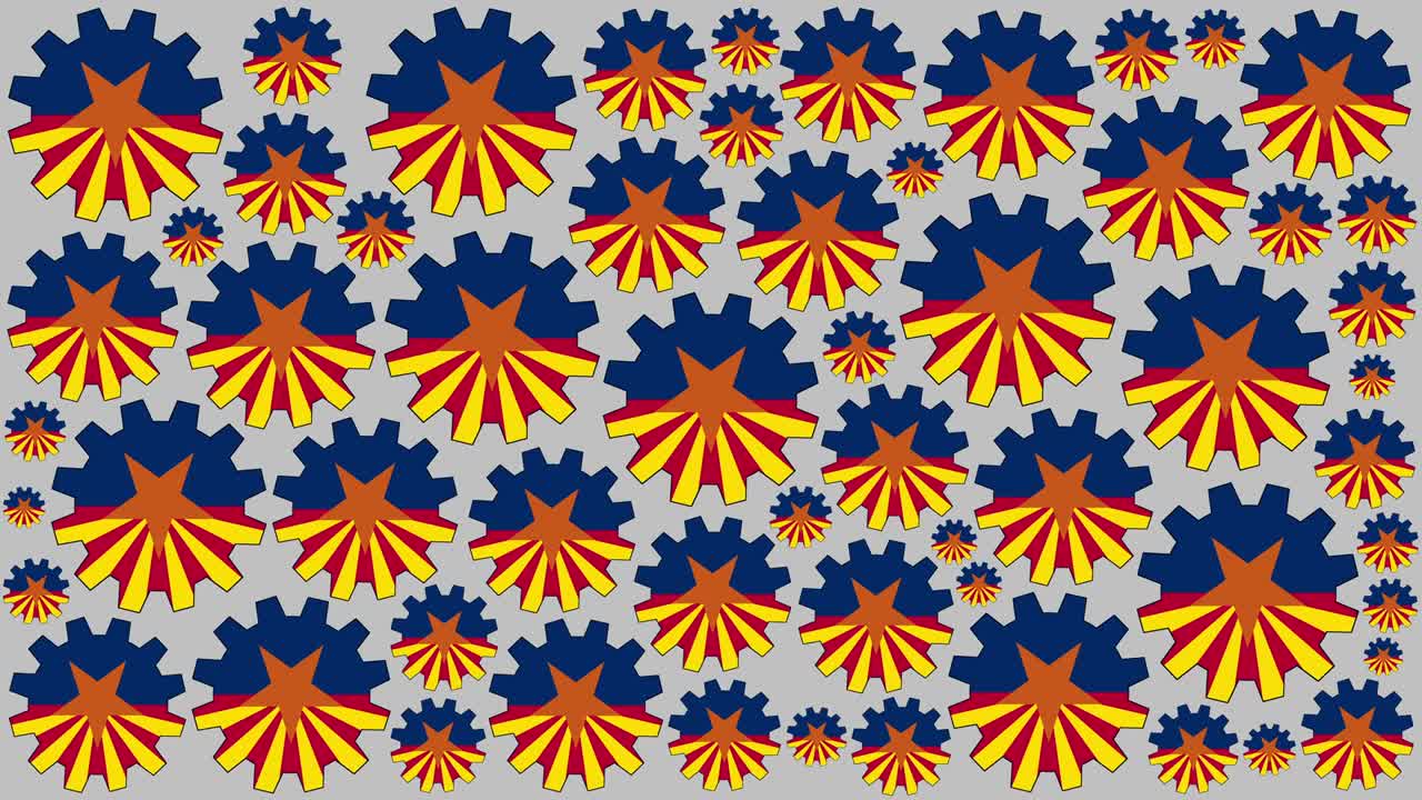 bandera del estado de arizona engranajes girando fondo