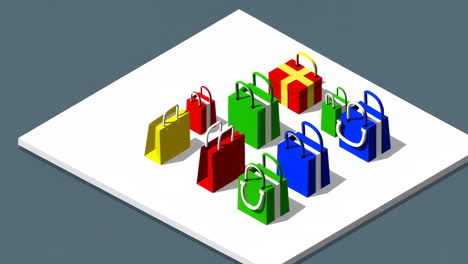 colorful isometric shopping bags and gift box