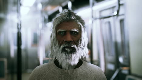 portrait of old indian man with bushy beard