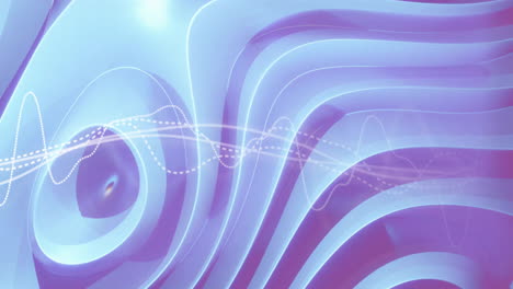 flat design abstract layers undulating with purple-blue gradients and white dotted solid wave lines