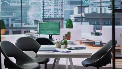 empty modern office workspace designed for job interviews to achieve success