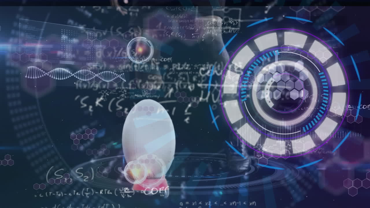 아프리카계 미국인 남성 럭비 선수가 공을  ⁇ 는 데이터 처리 애니메이션