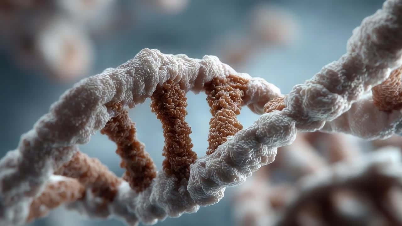 Intricate Visualization of DNA Structure Highlighting the Double Helix with Unique Nucleotide Pairing and Molecular Detail, Capturing the Essence of Genetic Blueprint