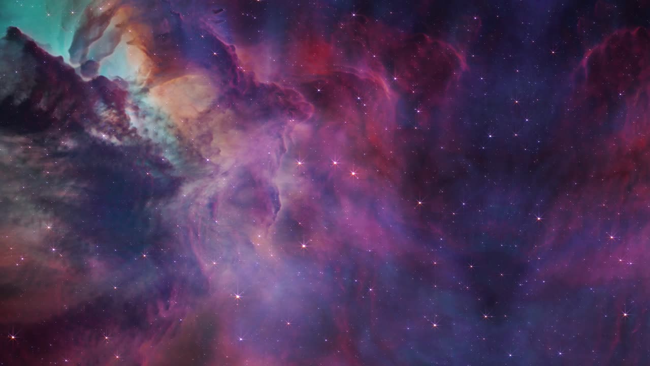 Flight through space nebula