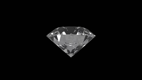 4k bucle sin costuras rotación de diamante de cristal 3d 360 grados en fondo alfa transparente. 3d render hermoso cristal de diamante piedra preciosa que brilla alrededor de las reflexiones del arco iris de refracción.