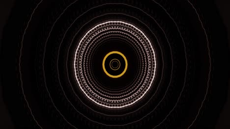 an abstract pattern continuously flows in vibrant colors, forming concentric circles that evolve and transform