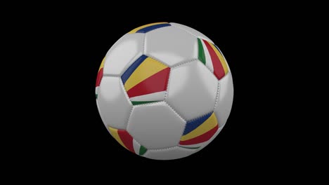 pelota de fútbol con bandera seychelles bucle 4k con alfa