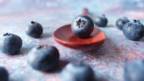 blueberries on a wooden spoon