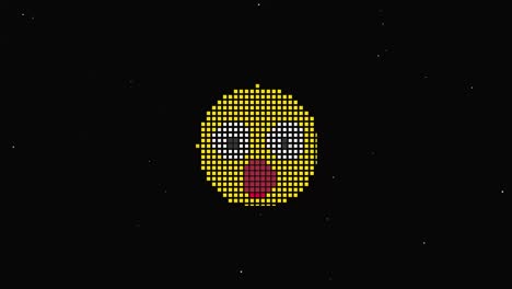 pixel smile hud símbolo holográfico en pantalla de televisión digital vieja animación de glitch de bucle sin costuras. corazones. retro dinámico y alegre. imágenes de video coloridas y vintage.