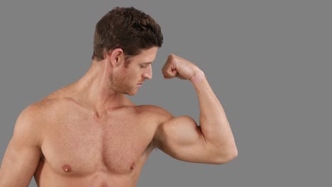 muscular man flexing his muscles