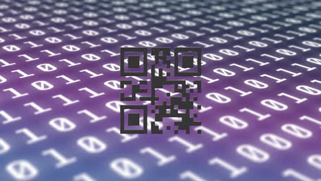 Animation of qr code and binary coding digital data processing