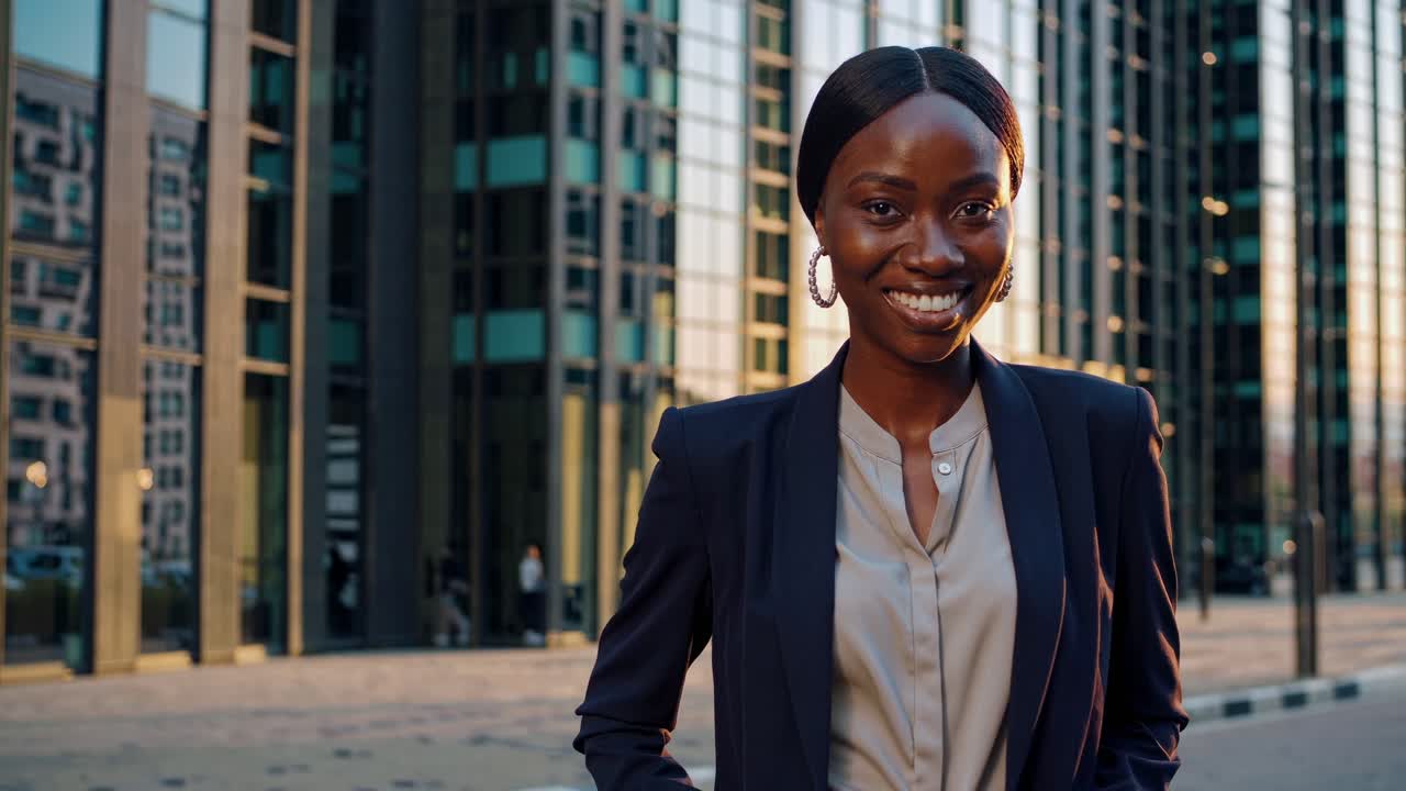 mujer de negocios confiada en la ciudad