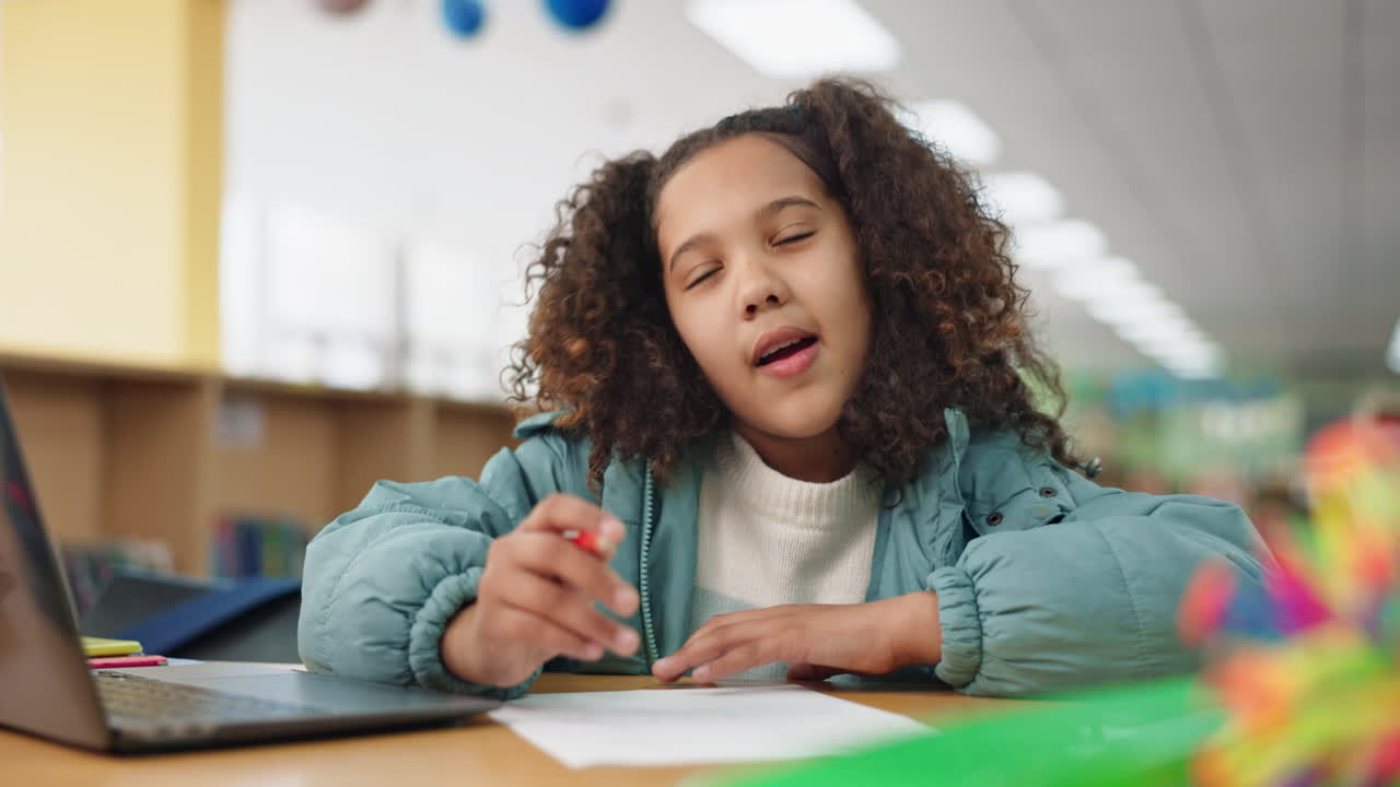 Girl studying in the library