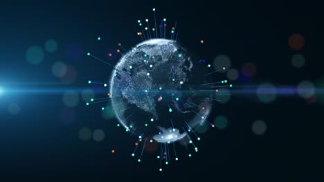 60 fps planet earth globe particle conveying connectivity. abstract 3d rendering, technology big data network concept.