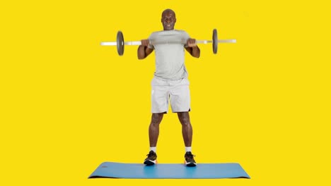 sportive african man weightlifting clean with bar