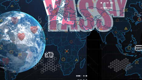 Animación-Del-Procesamiento-De-Datos-Sobre-El-Mapa-Mundial-Y-El-Globo-Terráqueo