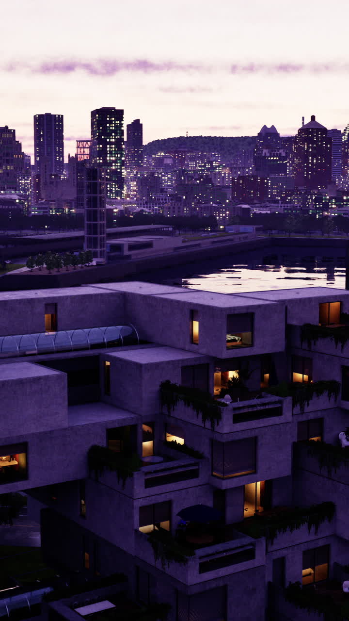 Habitat 67 at Night: Montreal Skyline