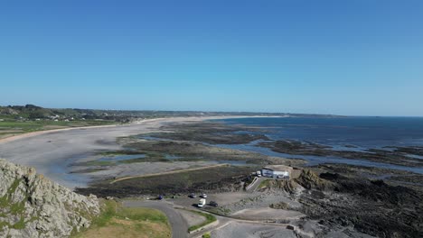 ascending drone,aerial  st ouen bay channel islands