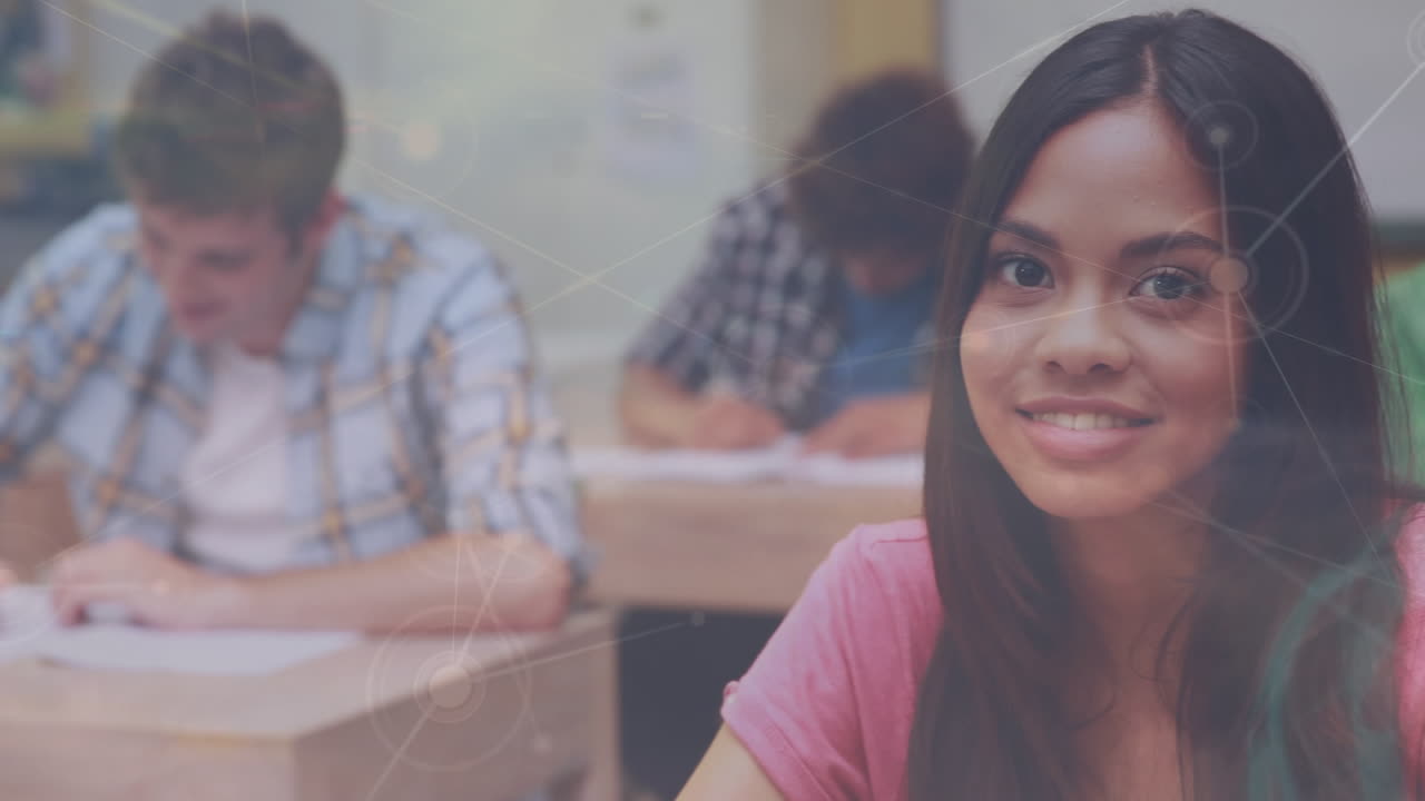 animación de la red de conexiones entre diversos estudiantes en la universidad