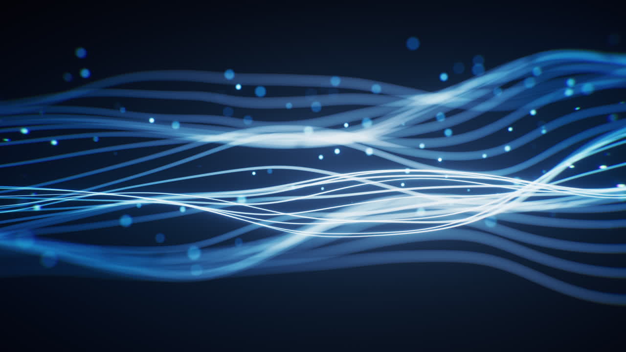 Glowing blue neon curve lines background, 3d rendering
