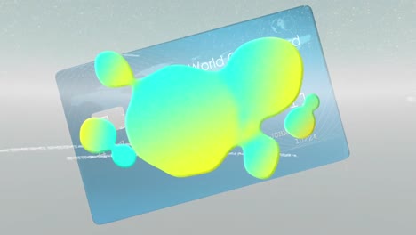 animation of colorful stain and data processing over bank card