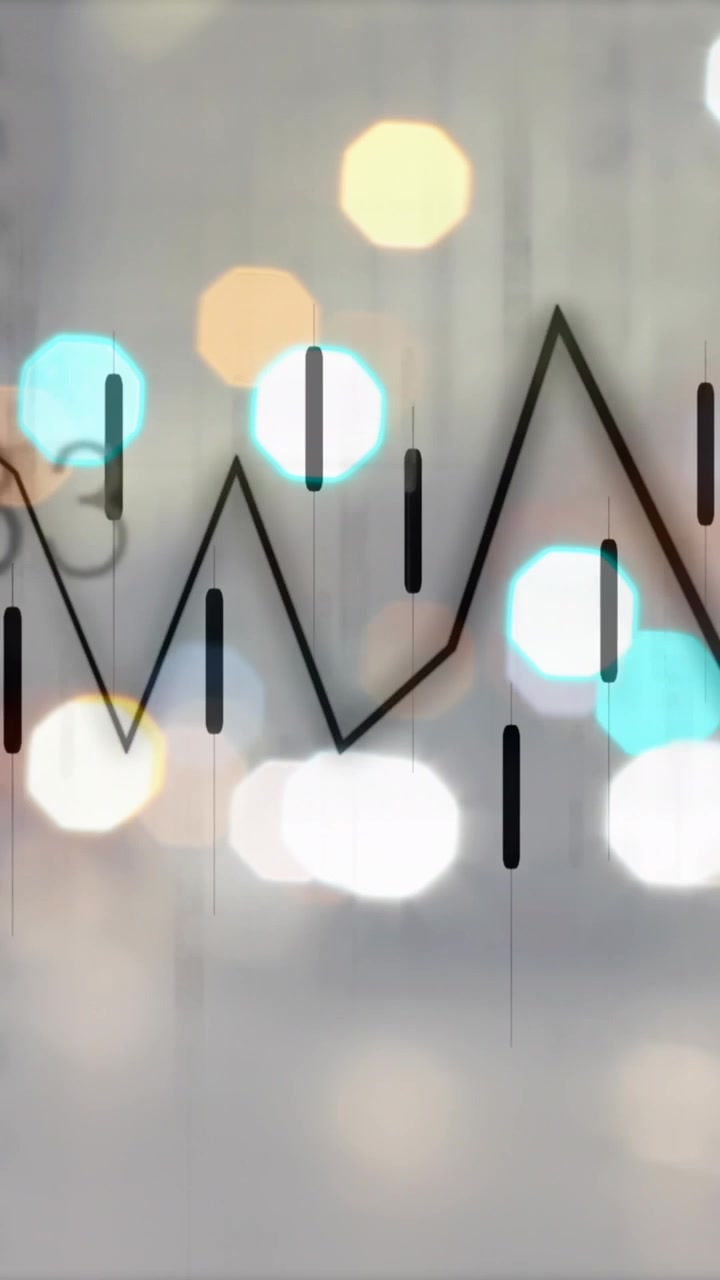 Animation of financial data processing over cityscape