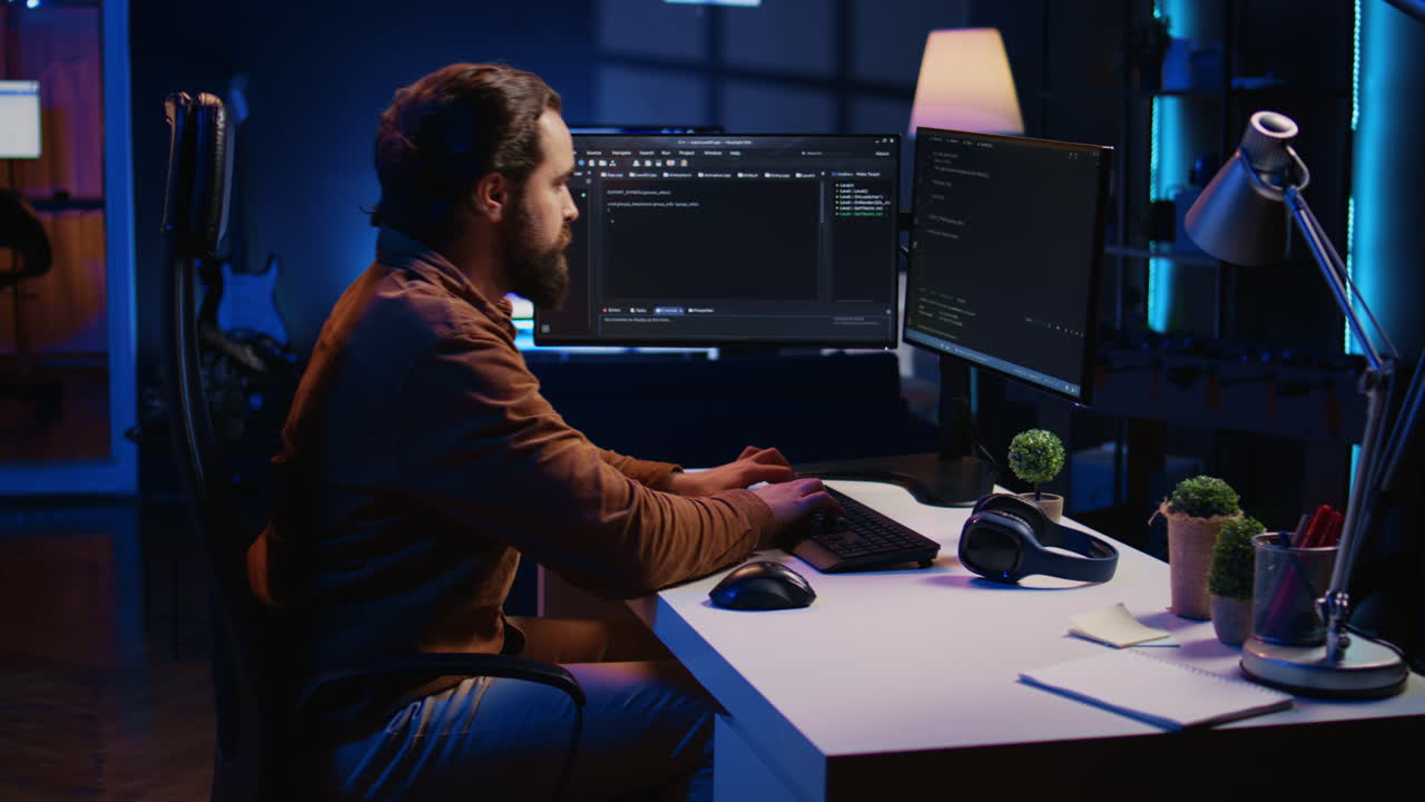 IT admin brainstorming ways of fixing database errors, working from home