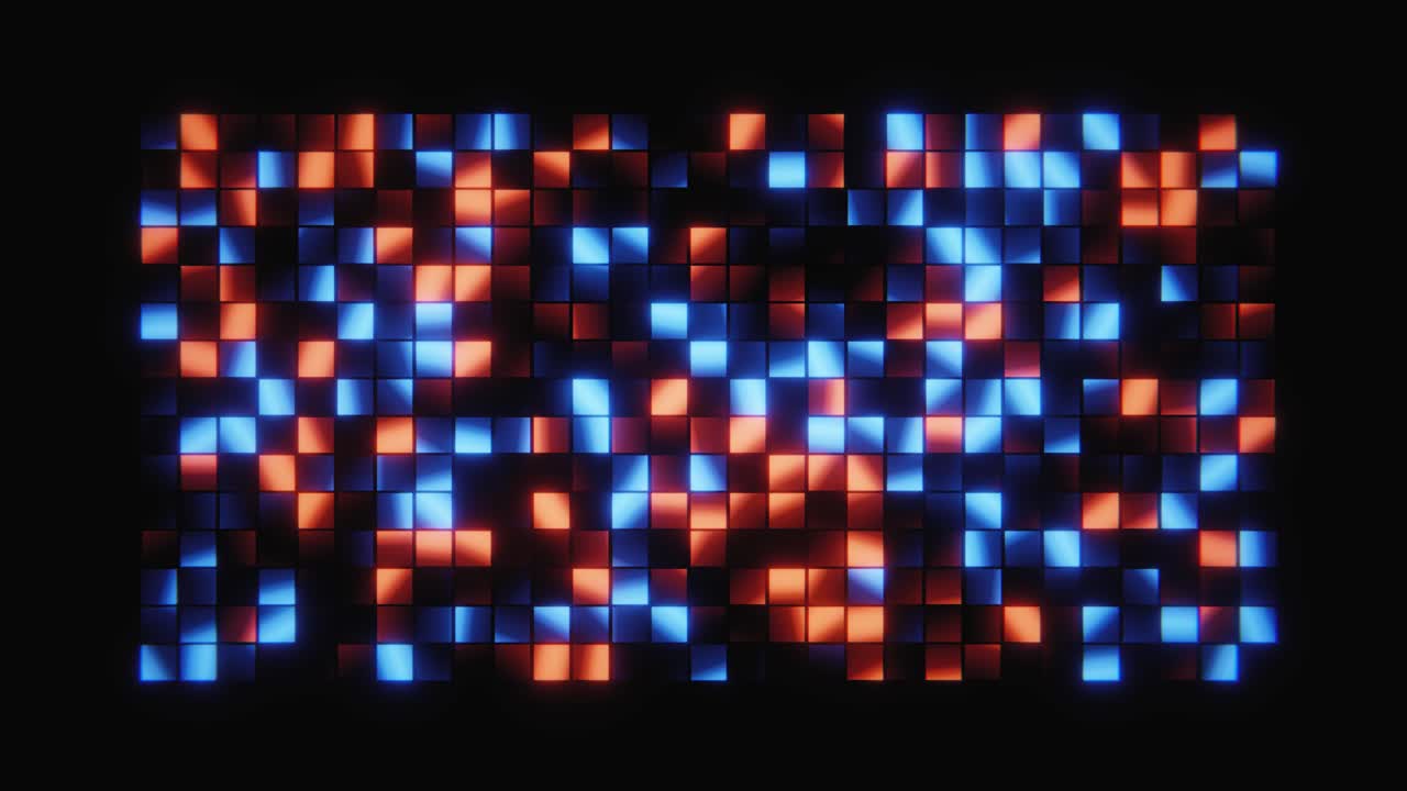 Dynamic Blue and Orange Glowing Squares Background