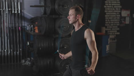 man exercising at the gym