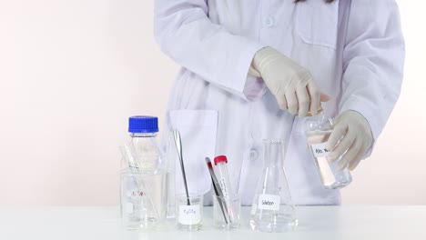 scientist pouring liquid in a lab experiment