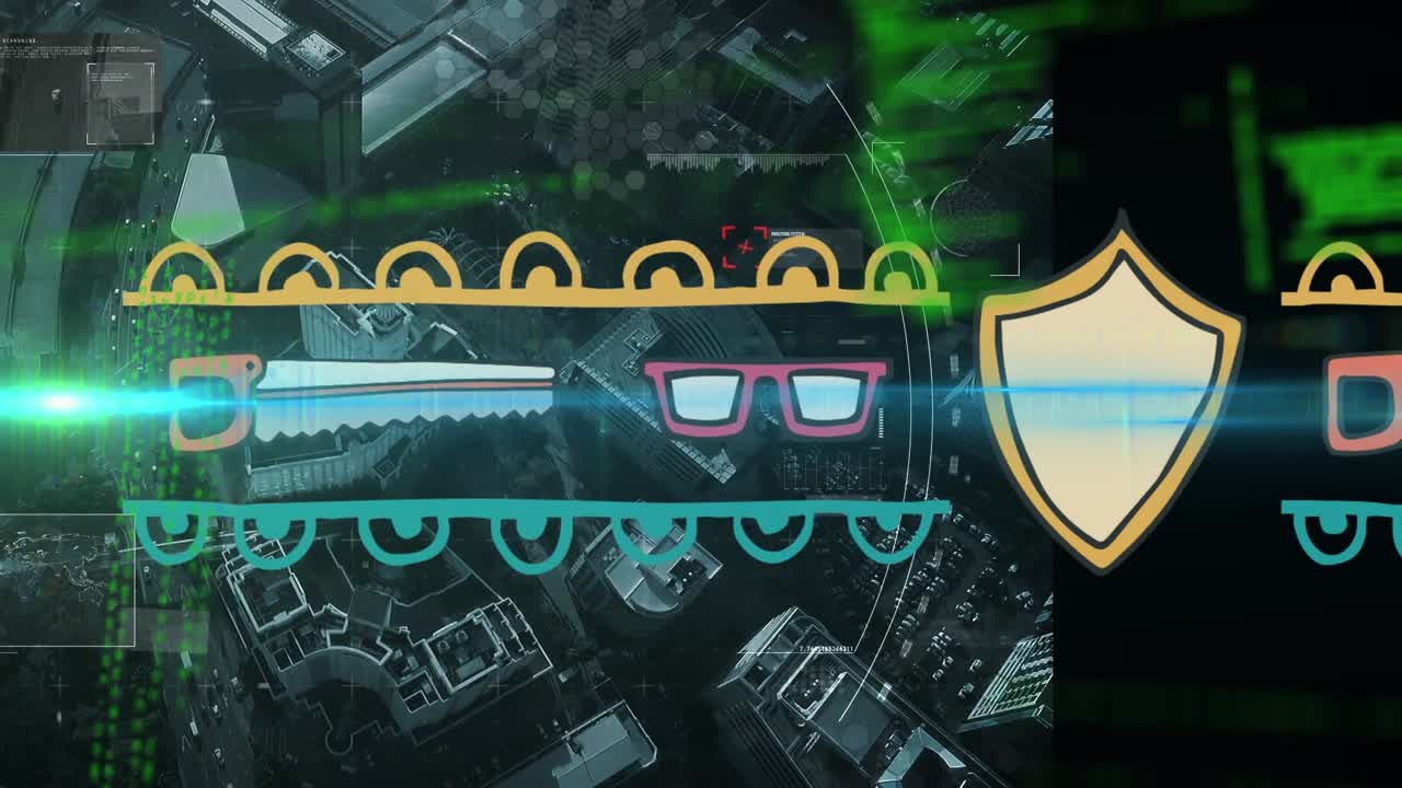 Animation of covid cells and data processing with screen