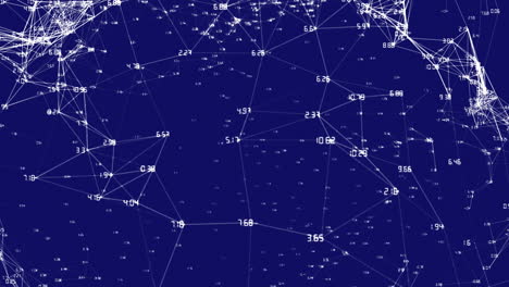Web of connections and numbers against blue background