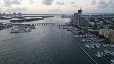 miami aerial drone view skyline cityscape of south beach