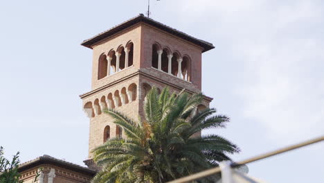 slow motion dolly of beautiful church clocktower