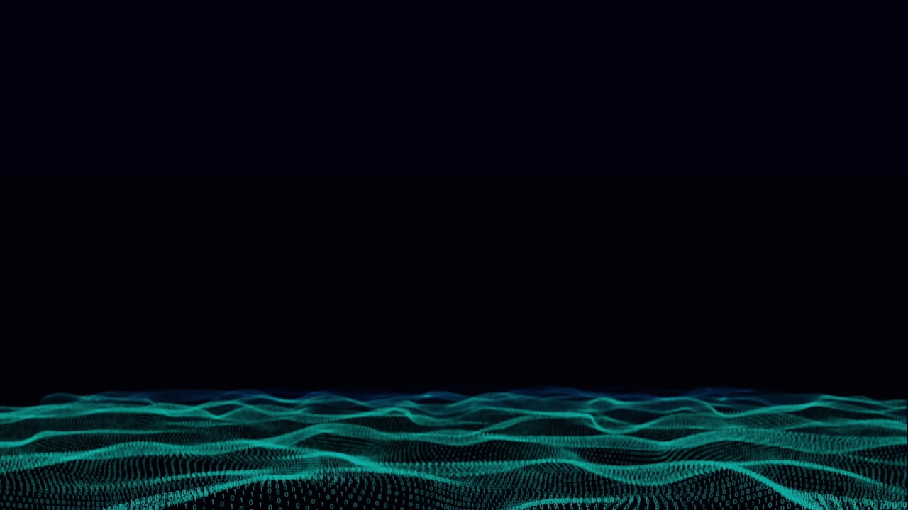 Undulating glowing green waves on black background