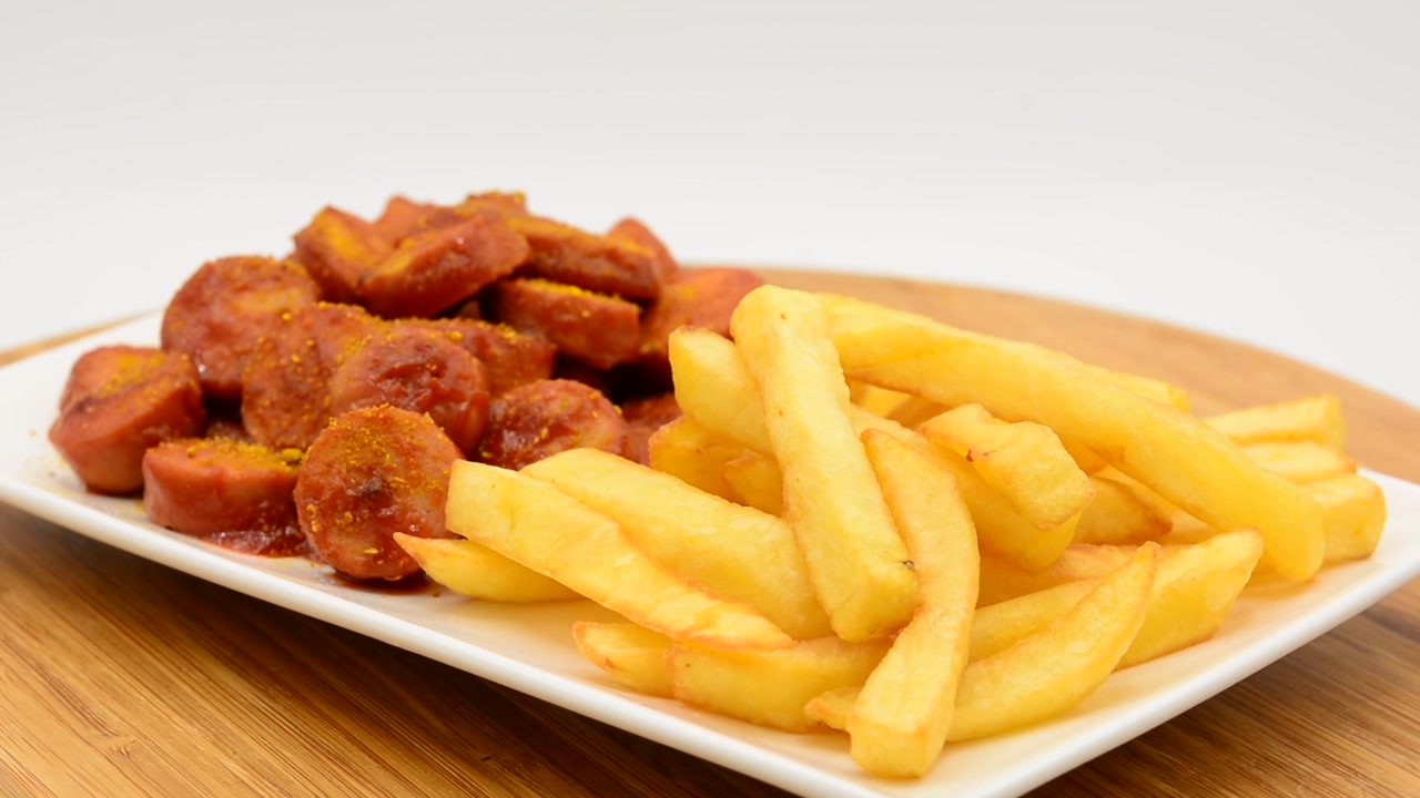 Metraje de currywurst tradicional alemán