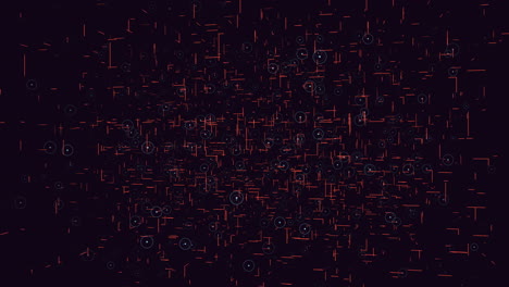 futuristic cube with neon glitters and lines on black gradient