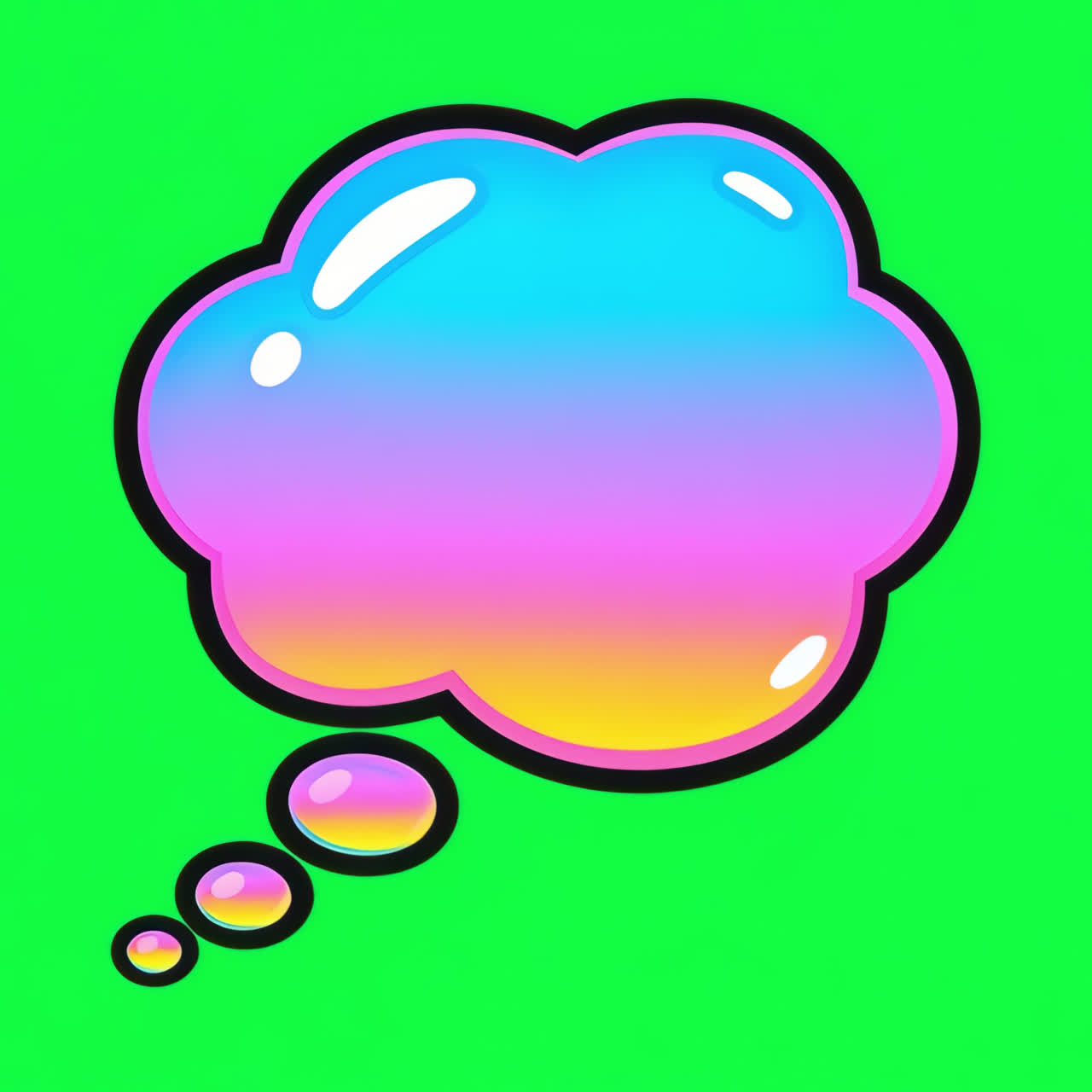 Colorful pop thought bubble animation isolated asset, transparent 4K video, alpha channel, ProRes