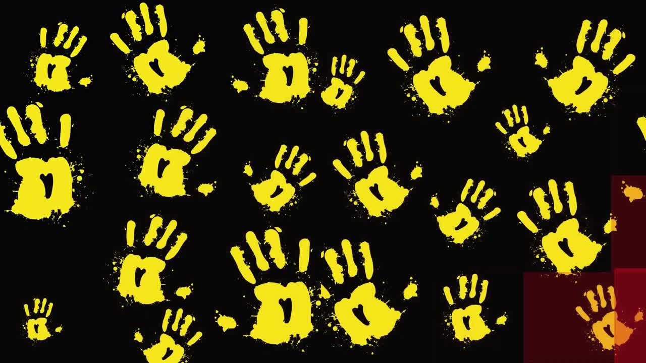 검은색 배경에 있는 손자국 애니메이션