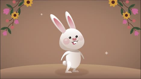 feliz celebración de pascua con el conejo