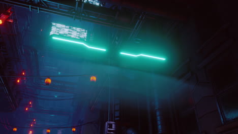 neon lights of futuristic sci fi city