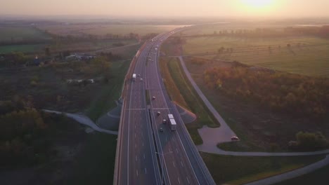 aerial footage of a a8 highway near wroclaw, poland