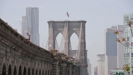 view of brooklyn bridge from the street