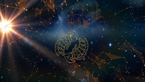 animation of pisces star sign over universe and glowing stars