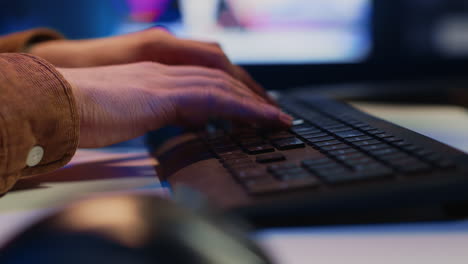 close up of keyboard used by software engineer programming at home