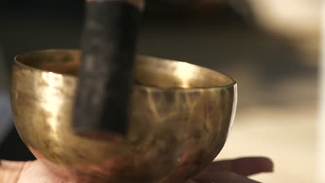 a singing bowl circled by a mallet to deliver soothing sounds