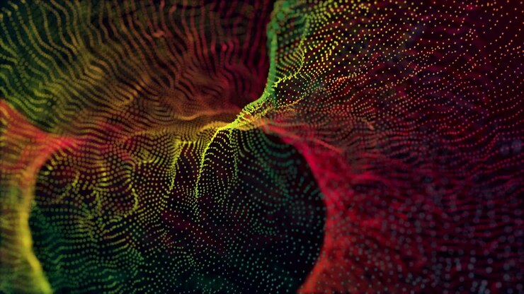 Bright abstract elegant dancing particle motion background loop bright multicolored